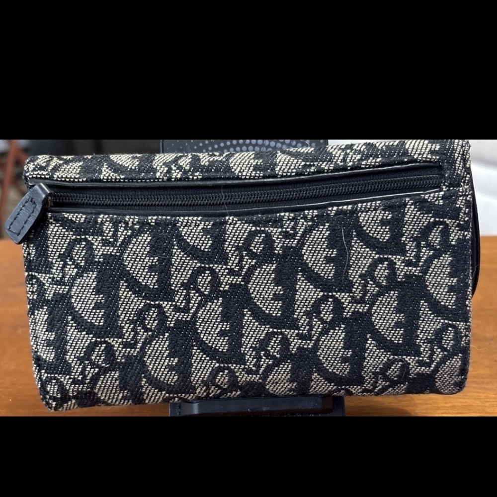 AUTHENTIC Christian Dior 'CD' FABRIC Black Leather Card Holder HI LOW WALLET - Picture 2 of 7